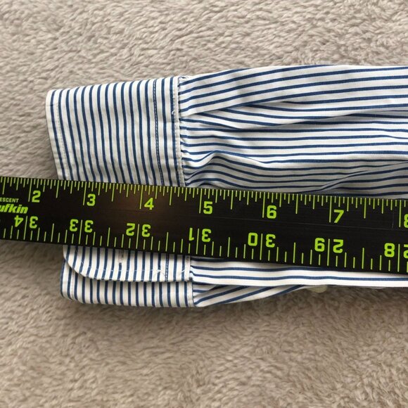 Lacoste Men's Shirt Size 42 FLAW Striped Long Sleeve Button Up Classic Blue - Picture 7 of 16